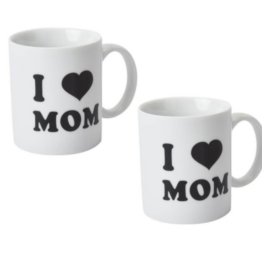 NWT Color Changing I Love Mom Ceramic Cups Set of 2